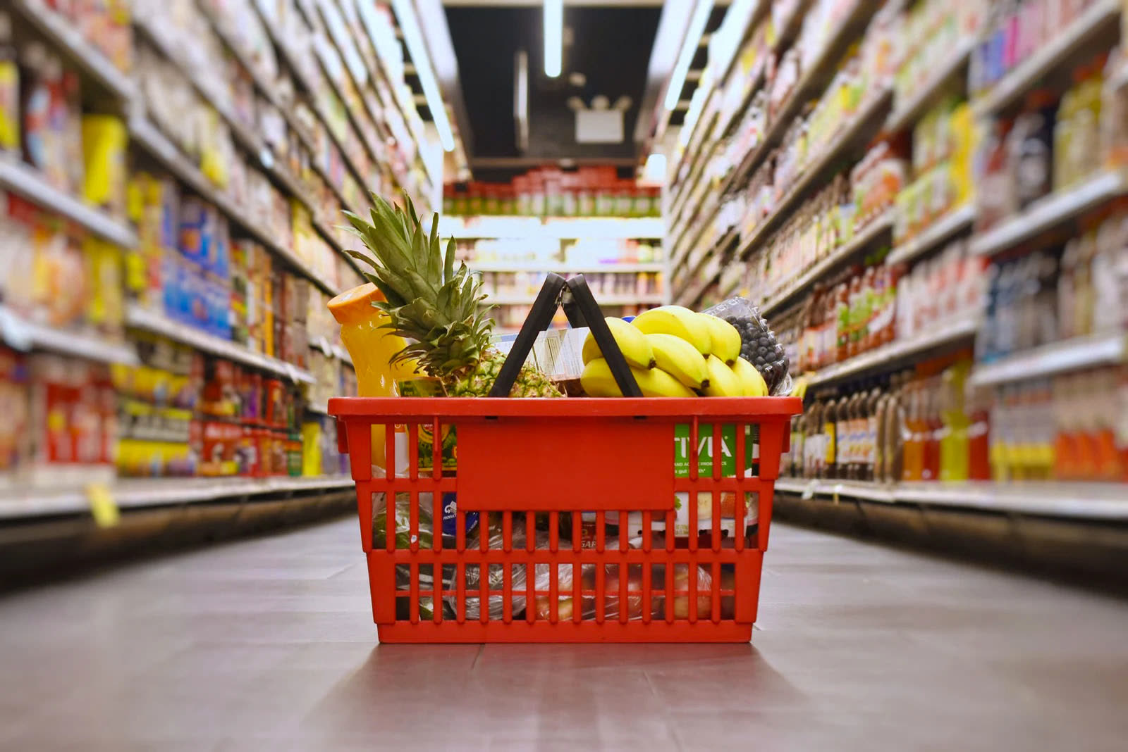 Grocery store produce aisle